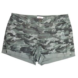 BONGO Camo Distressed‎ Stretchy Shorts, Size 15 NEW